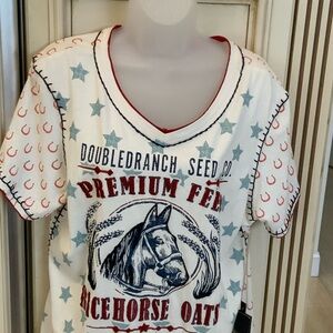 Double D Ranch White & Red Graphic Tee